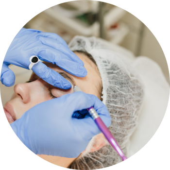 Injection into forehead